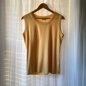 Misook Pastel Yellow Ribbed Tank with Crochet Detail Neckline – Soft & Sophistic